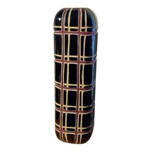 Plaid Patterned Black and Red Vase